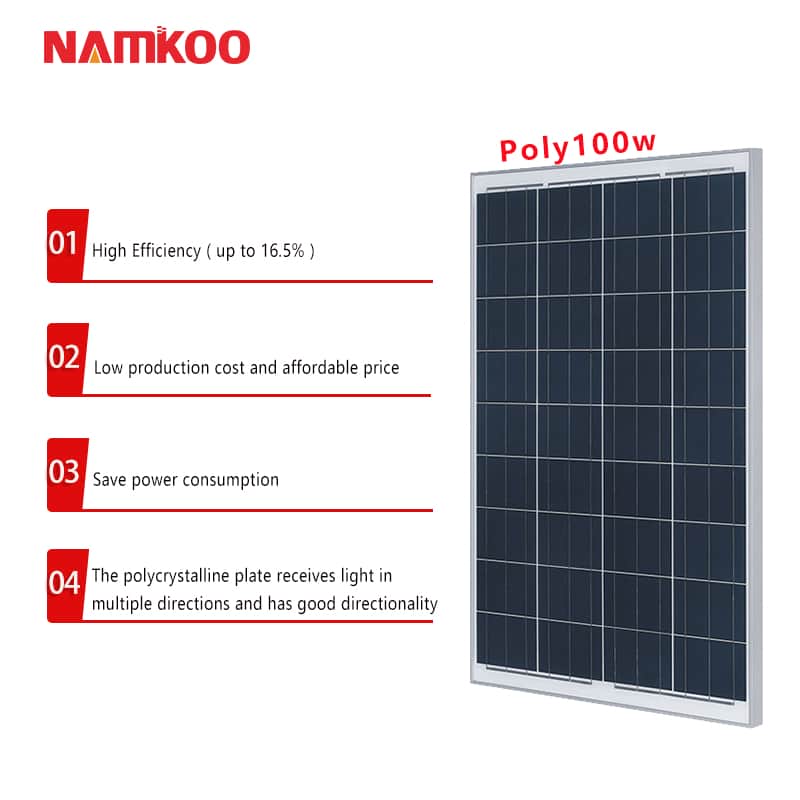 100 Watt 12 Volt Polycrystalline Solar Panel, Outdoor Waterproof Poly Solar Panel