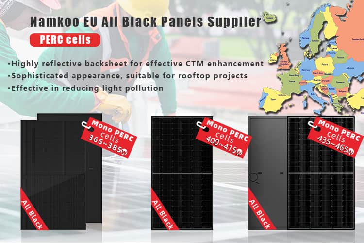 370W 380W Solar Full Black Panels Sun Power Half Cell Solar Panels In Europe