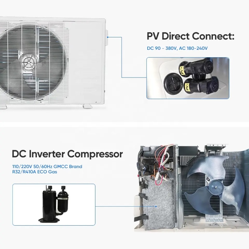 9000btu Hybrid Solar Air Conditioner AC DC Solar Powered Air Conditioner