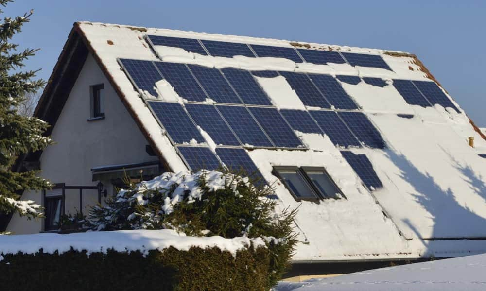 solar panel in winter