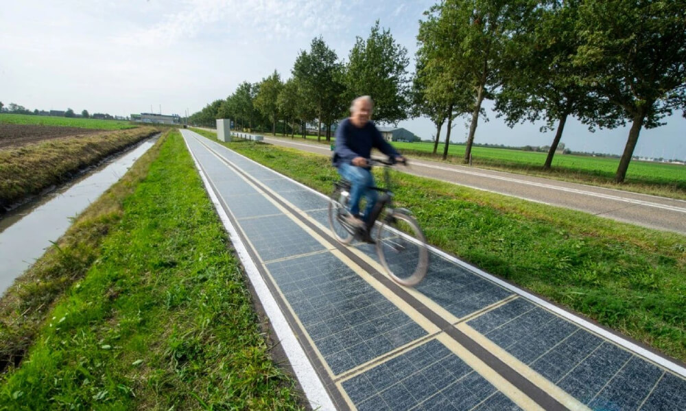 Solar-powered bike lanes