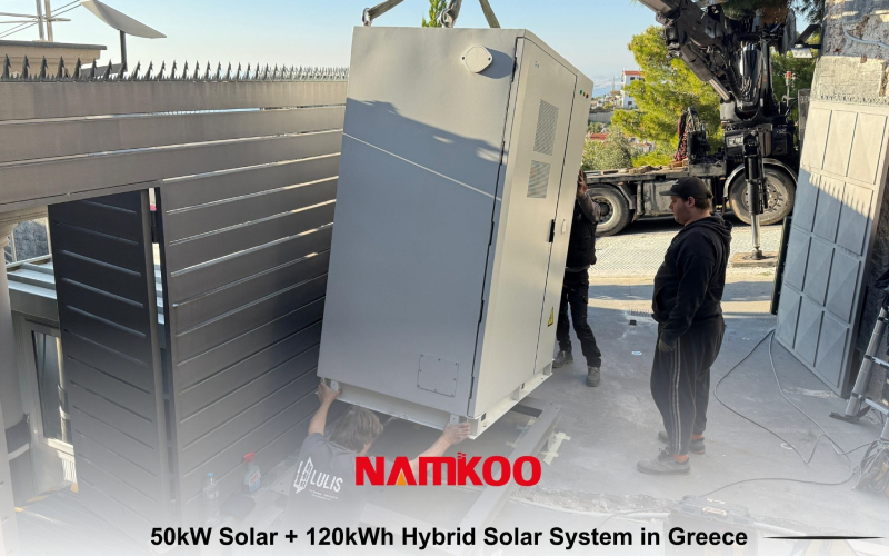 Namkoo delivered a 50kW / 100kWh hybrid solar system in Greece