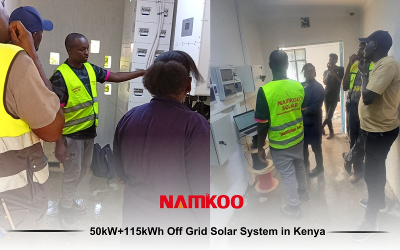 The Namkoo Africa team has successfully completed a 50kW + 114kWhoff grid solar energy storage system In Meru, Kenya